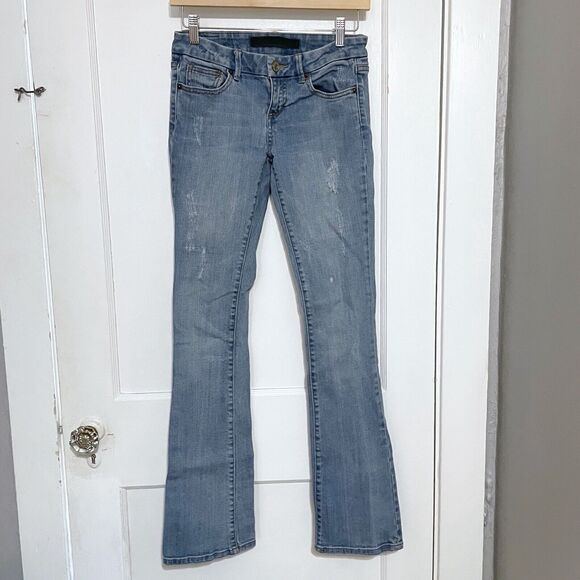Refuge Pants Juniors 3L Long Light Blue Denim Jeans Cotton Blend Stretch Bootcut - Picture 1 of 7
